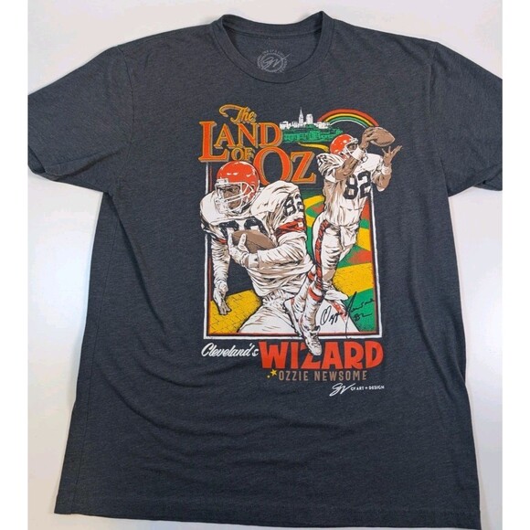 Cleveland Browns Shirt Mens Large Gray Ozzie Newsome Retro 80s Graphic Print NFL - Picture 1 of 8